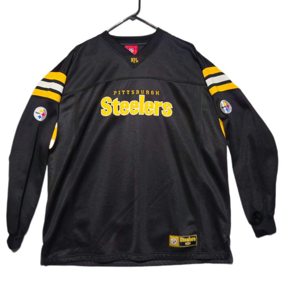 Vintage NFL Mens Pittsburgh Steelers Pullover Sweater Jersey 2XL Black Yellow